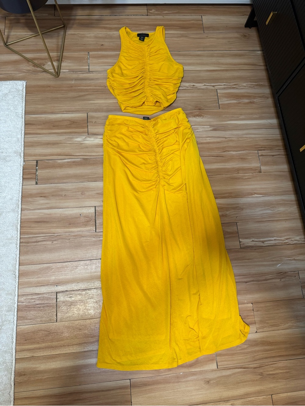 House of Harlow 1960 Yellow Ruched Maxi Dress Set